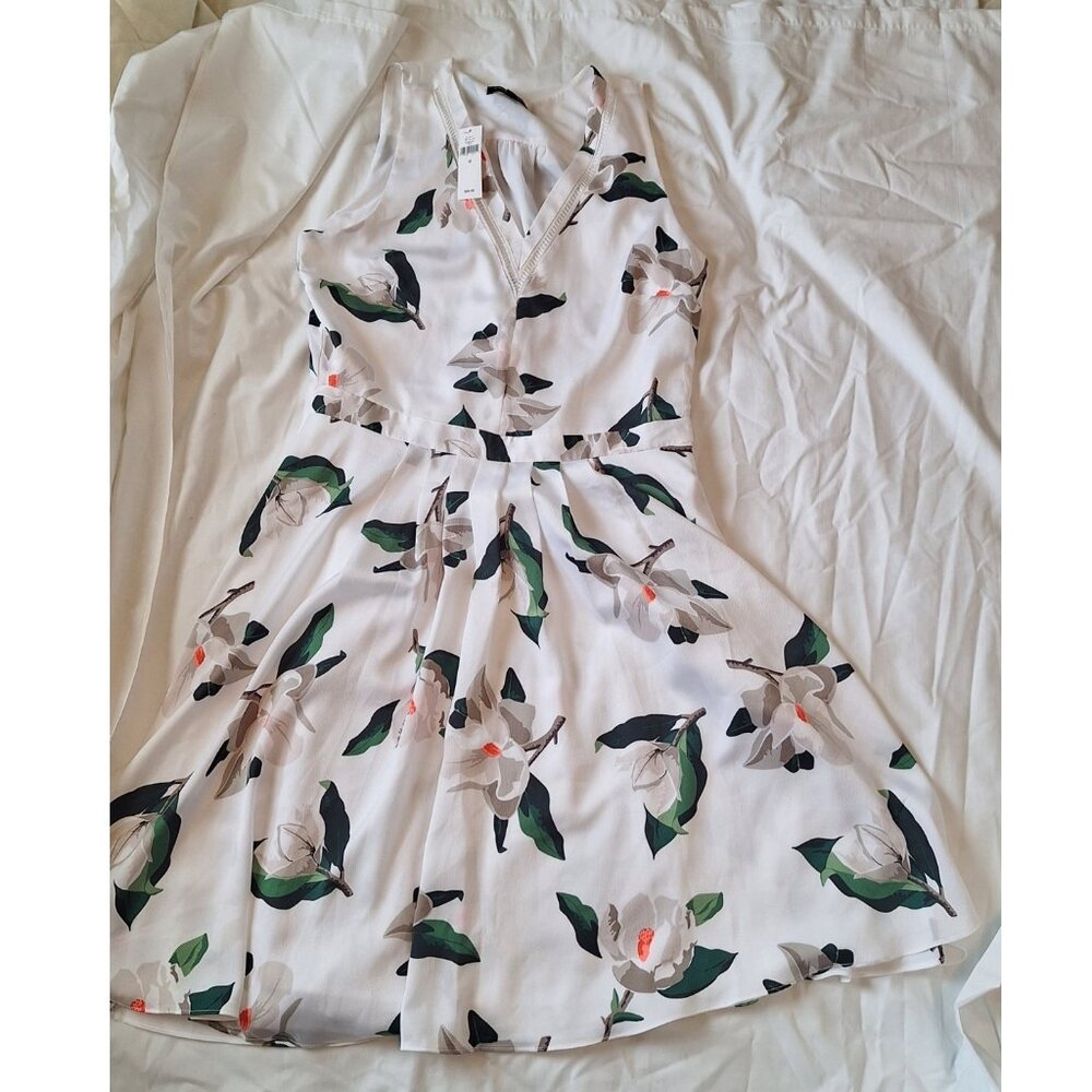 BANANA REPUBLIC White Magnolia Floral Dress  SZ 10